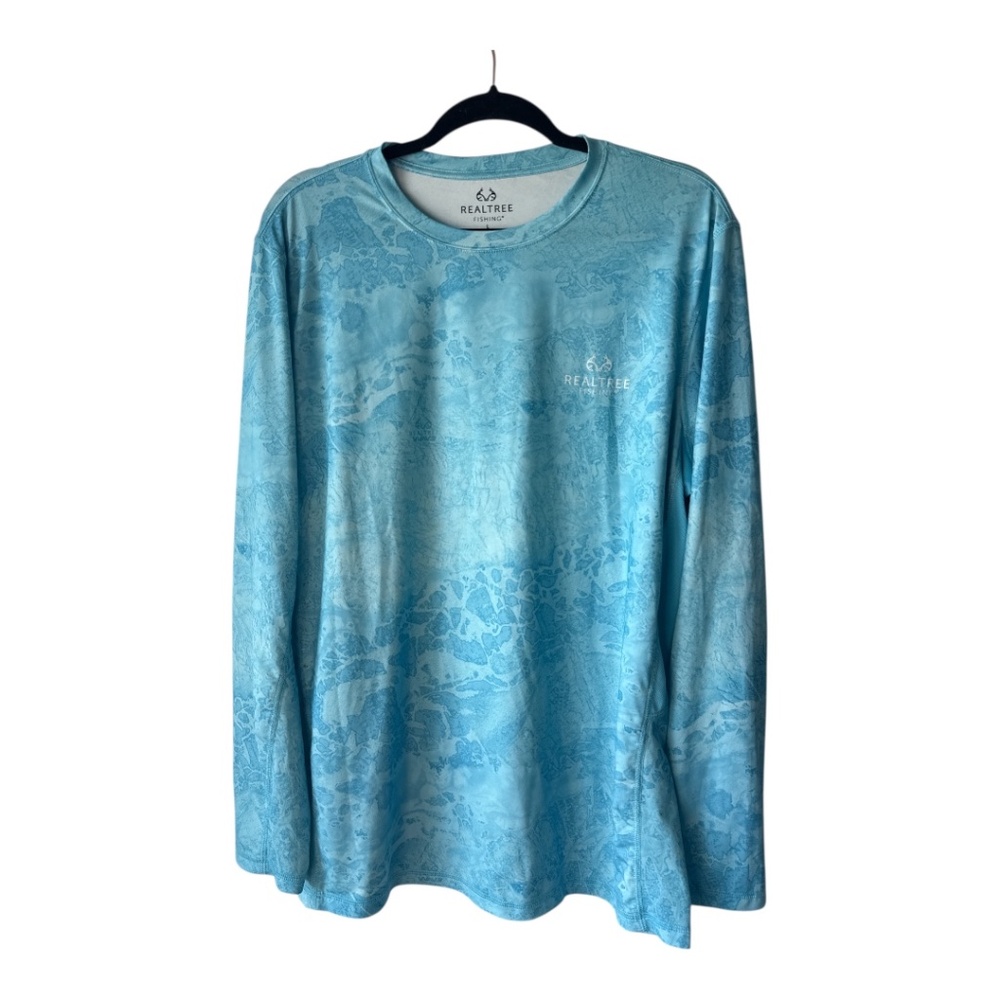 Realtree Shirt Mens Large Blue Camo Performance Breathable Fishing Long Sleeve